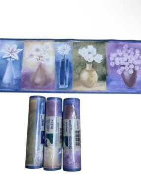 Vintage Wallpaper Border Floral 80s 90s Abstract Cottage Chesapeake 3 Rolls NEW